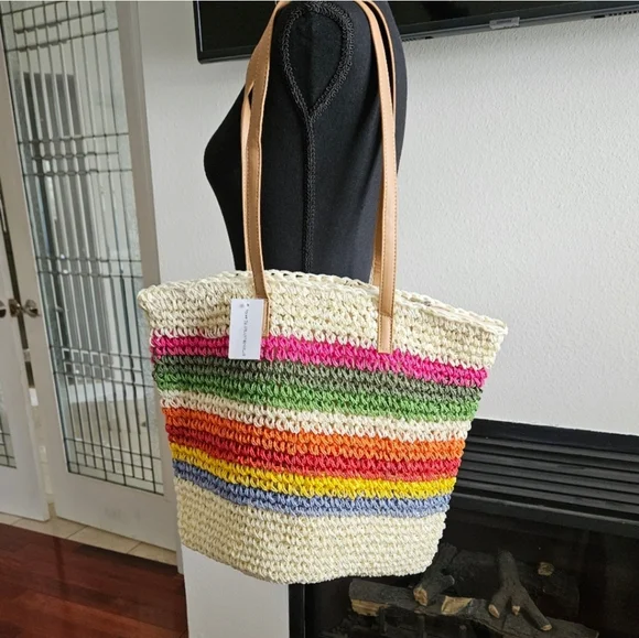 Colorful Striped Tote Bag - Picture 1 of 4